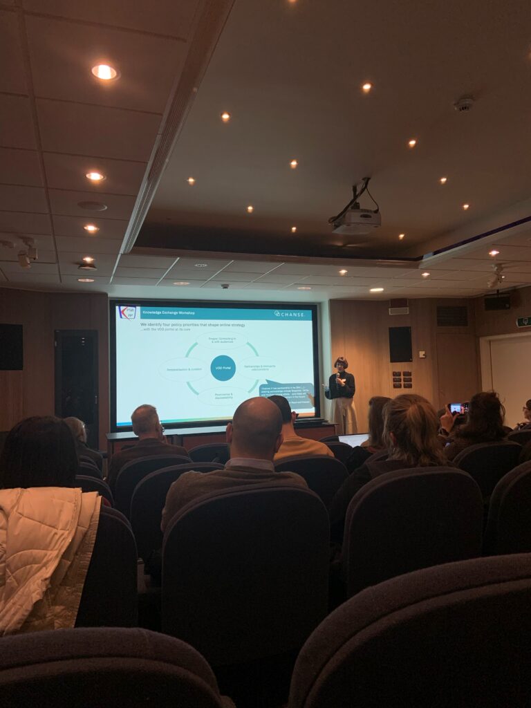 Photograph of Catalina Iordache presenting on WP1.